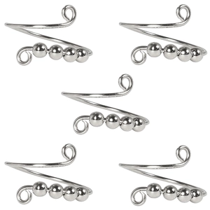 Detail of silver rotatable bead rings with adjustable spiral metal wire design