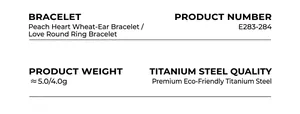 Detailed specifications for heart wheat ear bracelets made of premium titanium steel