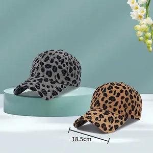 Berretti da baseball retrò in velluto a coste leopardato, cappelli da sole a tesa larga