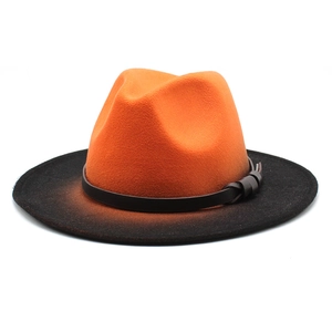 Farbverlauf Fedora Hut Breitkrempiger Jazz Hut Baumwolle Polyester Filz Mit Lederband Retro Britischer Stil