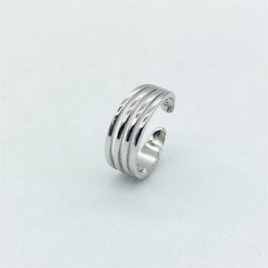 Minimalist S925 sterling silver triple layer open toe ring with a polished finish