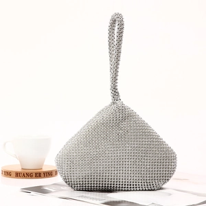 Rhinestone Evening Bag Triangular Pyramid Handbag Sparkly Satin Clutch For Women Wedding Party Elegant Banquet Luxury