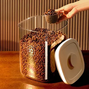 A 10L airtight pet food storage container with a scoop and transparent design