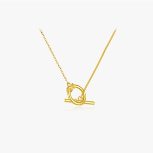 18K Gold Plated S925 Sterling Silver Toggle Clasp Necklace For Women Minimalist Snake Chain O-Chain Mixed Link Clavicle Necklace Urban Fashion Jewelry