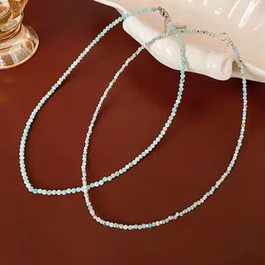 Elegant Amazonite beaded necklace with silver accents and adjustable lobster clasp