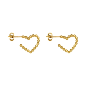 Minimalist 18k gold plated stainless steel irregular beaded heart shape stud earrings