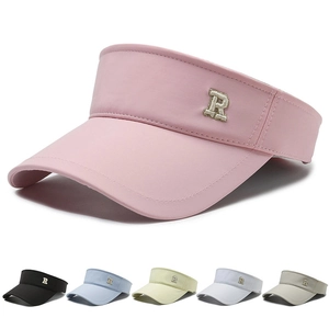 Pink sun visor hat with R logo and five color variants for outdoor sports and travel use