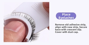 Detail showing false eyelash applicator tool for positioning and adhesive strip replacement