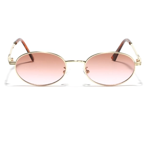 Retro Oval Sunglasses Vintage Copper Metal Frame UV400 AC Gradient Lens Trendy Eyewear For Men And Women