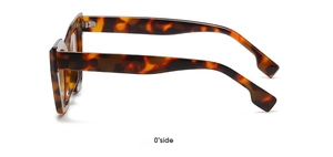 Side view of tortoiseshell sunglasses featuring thick temples and 0-degree side profile