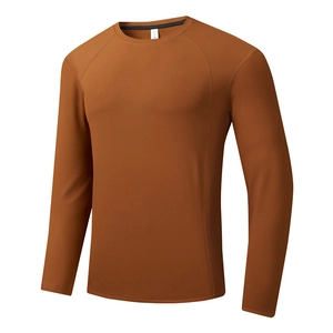 T-shirt homme marron foncé à manches raglan en tissu athlétique hautement élastique