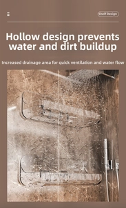 Détail de l'étagère de douche en acrylique avec trous de drainage pour évacuation rapide