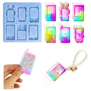 Molde De Resina Silicona Para Teléfono Móvil Shaker DIY Artesanía Joyería Llavero Colgante Fundición Epoxi Cristal