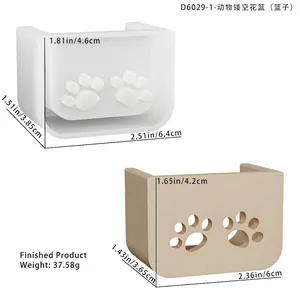 Detailed size specifications for hollow animal paw print silicone mold and resin basket