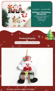 Detail of Christmas fabric ornaments with handy lanyard including Santa and Reindeer