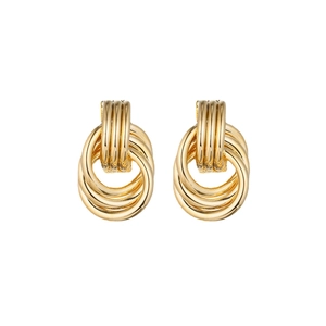 Boucles d'oreilles cercles entrelacés plaqué or irréguliers avec finition polie