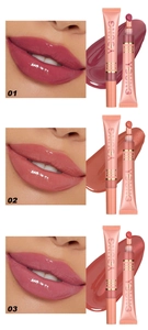 Detailed swatches and plush applicator shots of lush glow cushion lip gloss shades