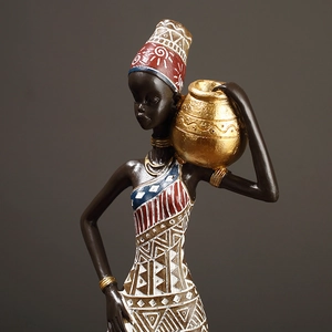 European vintage African woman tribal figurine decorative statue for home decor