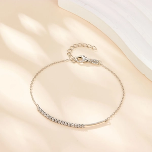 Minimalist S925 sterling silver bracelet featuring sparkling cubic zirconia square stones