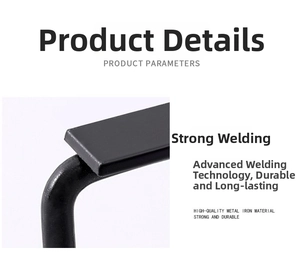 Detail shot of sturdy welding points on the black metal kitchen paper towel holder