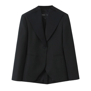 Blazer Et Pantalon Taille Haute Jambe Large Costume Coupe Ajustée Couleur Unie Polyester Bureau Femmes