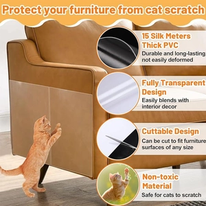 Transparent PVC cat scratch furniture protector for sofas, 15 silk thick and cuttable
