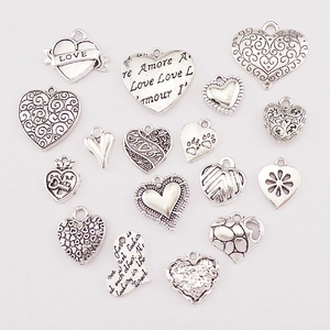 Heart Charms Pendants Zinc Alloy Antique Silver Finish DIY Jewelry Making Crafting Bracelet Necklace For Women