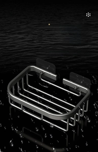 Macro detail of thickened space aluminum bathroom shelf with waterproof matte silver finish