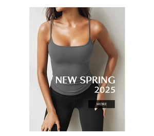 Detail view of grey Y2K slim fit camisole top featuring square neck and elastic knit fabric