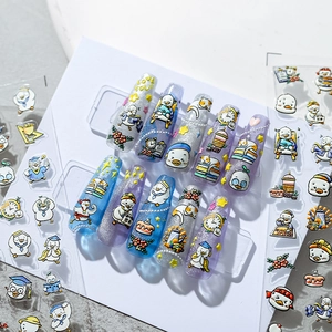 Cartoon Duck 3D Relief Nail Art Stickers Cute Adhesive Embossed Decals For DIY Manicure Decoration Women Girls