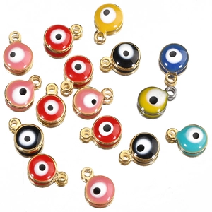Evil Eye Pendants Stainless Steel Enamel Charms For DIY Jewelry Making Accessories Miniature Round Turkish Protective Amulet