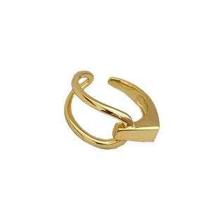 Minimalist S925 sterling silver golden double-layer geometric cross open ring for women