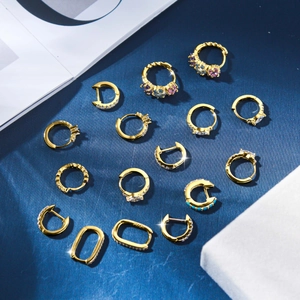 925 Sterling Silver Hoop Earrings For Women Geometric Cubic Zirconia Huggie With 925 Sterling Silver Earring Post