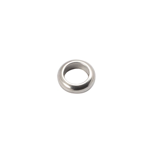 Close-up of a polished silver stainless steel spacer ring for jewelry making DIY
