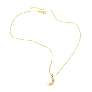 Gold celestial necklace featuring a crescent moon pendant with sparkling zircon inlays