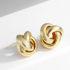 European American Fashion Twisted Gold Knot Stud Earrings For Women Personalized Copper Metal Earrings Jewelry Accessories
