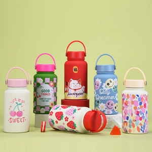 650ml wide mouth vacuum insulated stainless steel water bottles with various cute prints