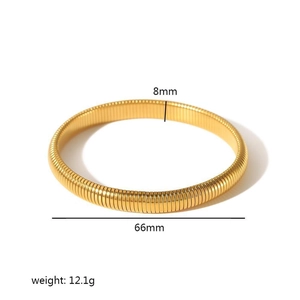 Minimalist 18K gold plated stainless steel elastic bracelet with snake bone pattern