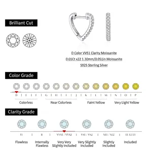 S925 sterling silver heart hoop earrings with VVS1 D-color moissanite accents