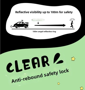 Detail of safety umbrella with 100m reflective strip and anti-rebound safety lock feature