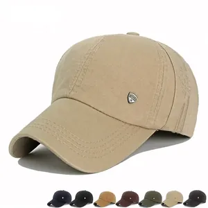 Khaki Baumwoll Baseballkappe mit Metall-Emblem und verschiedenen Farboptionen für Herren