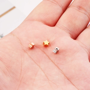 Mirror polished 5mm stainless steel star beads in gold, silver, and rose gold for DIY jewelry