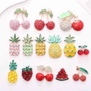 Fruit Alloy Charms Rhinestone Enamel DIY Jewelry Making Accessories For Phone Case Shoes Cherry Pineapple Strawberry