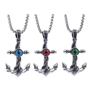Vintage Anker Böser Blick Halskette Für Herren Edelstahl Nautische Drachenauge Anhänger Gothic Hip Hop Schmuck