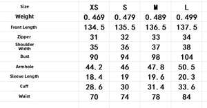 Detailed size chart with measurements for the sweet floral long dress from XS to L