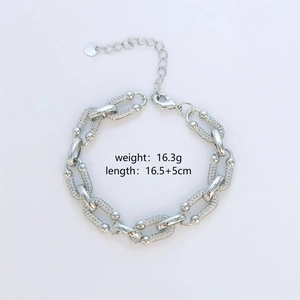 Detalle de pulsera de plata con cadena de 16,5cm, extensión de 5cm y cierre de langosta