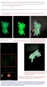 Close-up details of Halloween glowing skeleton hanging decorations in various dark environments