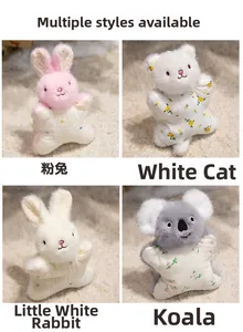 Selection of plush animal finger puppets in star shape featuring bunny, cat and koala