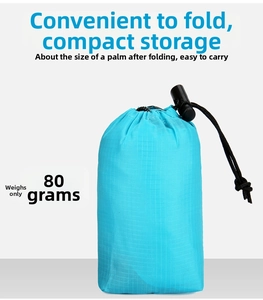 Macro view of lightweight 80g foldable blue storage pouch in ripstop nylon fabric