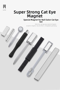 Set of eight strong magnetic tools for cat eye nail art in various shapes and sizes